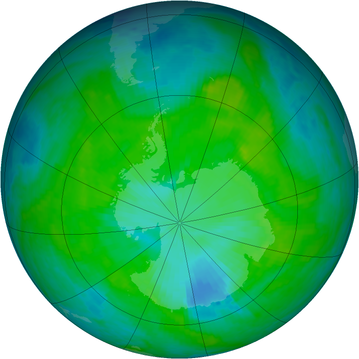 Antarctic ozone map for 17 December 1985
